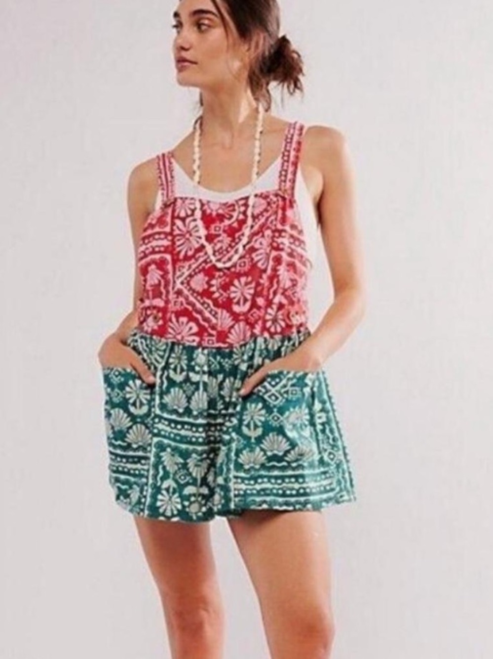 Free People Palm Bay Boho short overalls size M